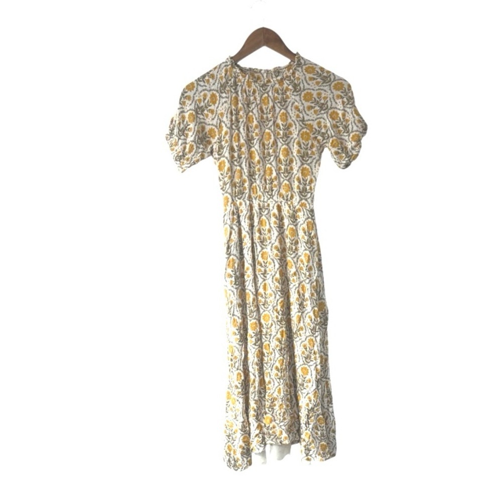 Sweet Salt Yellow Floral Print Summer Short Sleeve Maxi Dress Cottage Prairie 2